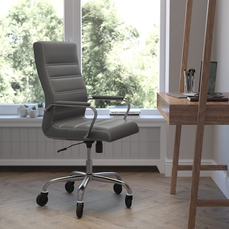 Flash Furniture Gray LeatherSoft Roller Wheel Executive Chair GO-2286H-GR-RLB-GG